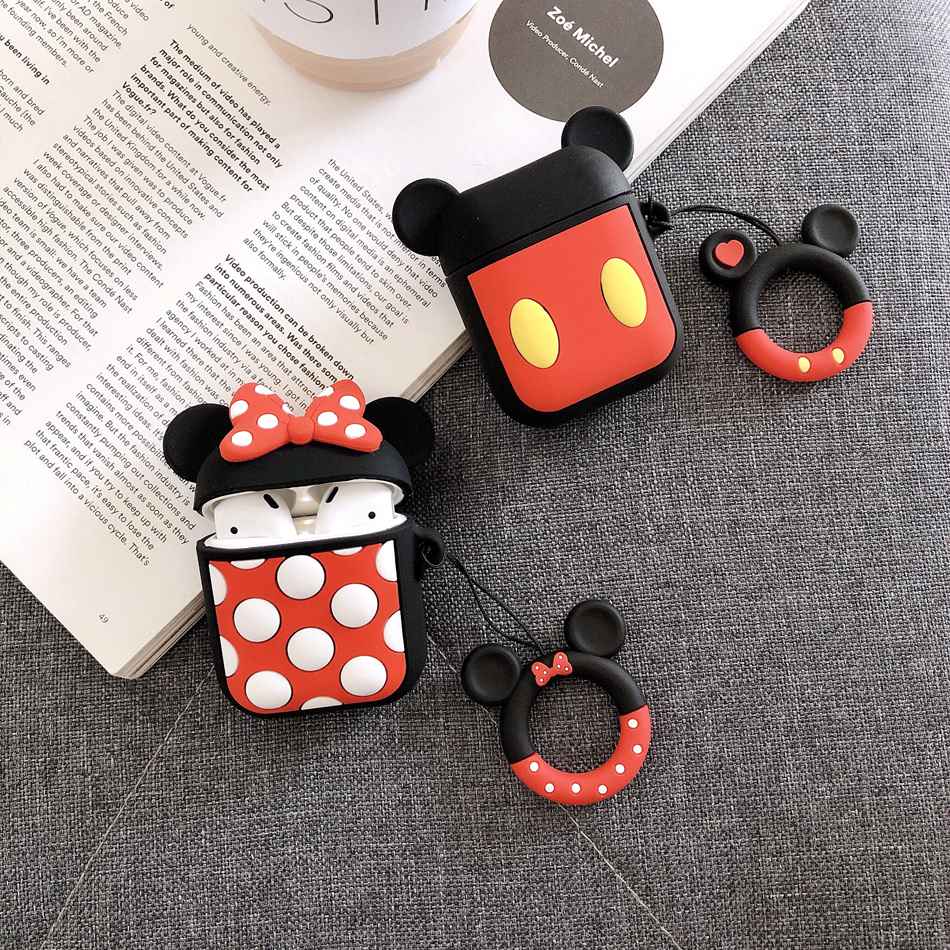 Cute Mickey Mouse Minnie Silicone AirPods Protective Case Cover For Apple Airpods 1 & 2